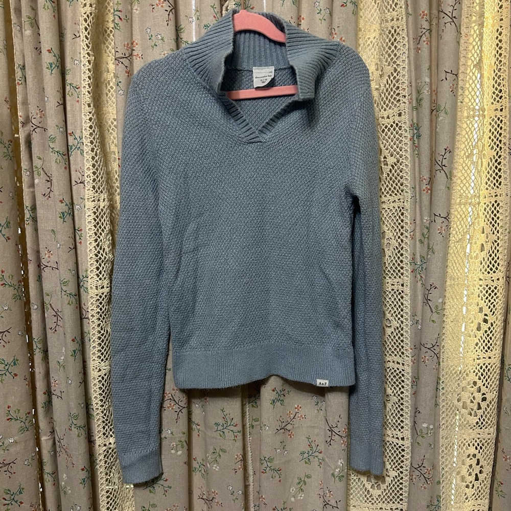 Abercrombie & Fitch Kids Light Blue Long Sleeve Collared Sweater Sz 11-12